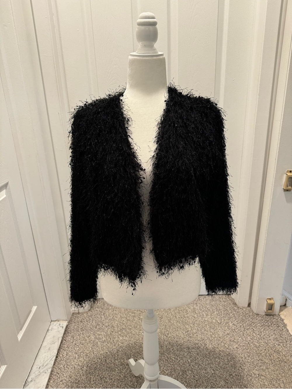 Forever 21 Black Fuzzy Open Cardigan Jacket